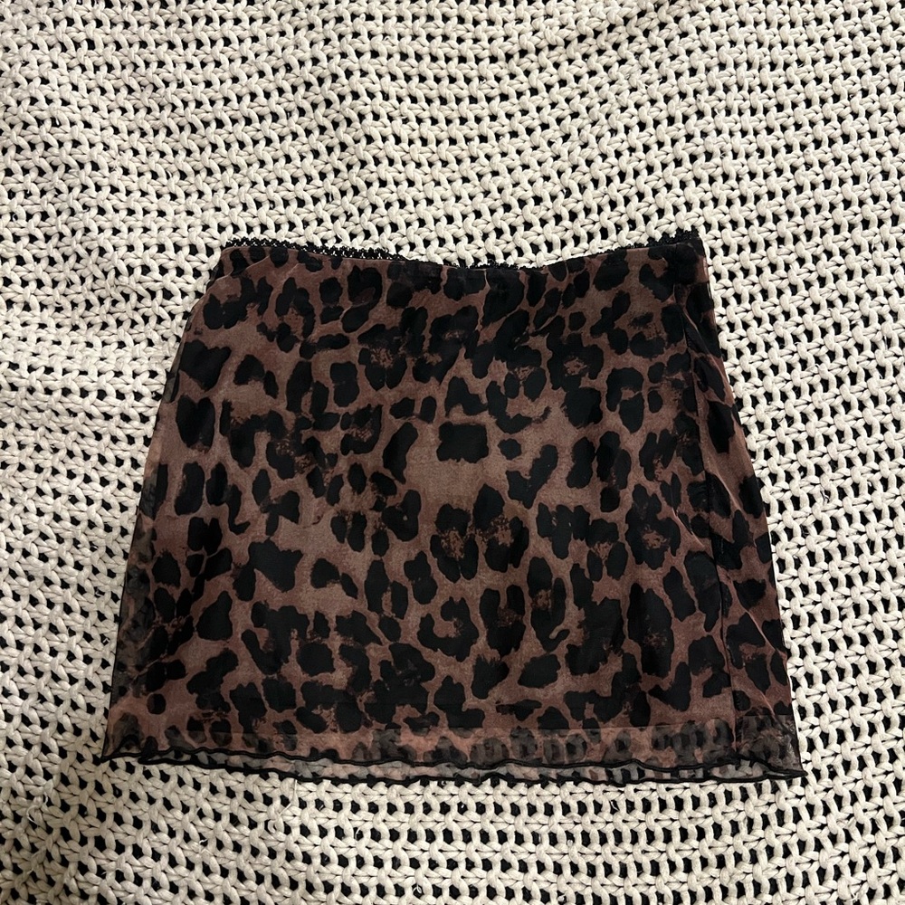 Princess Polly Black and Brown Leopard Animal Print Mini Skirt
